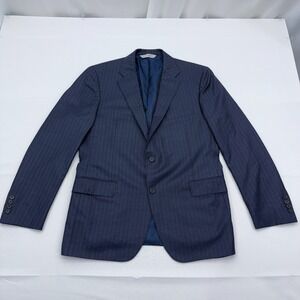 Samuelsohn Super 150's Wool Blazer Sport Coat Mens 42R Blue Pinstriped Jacket